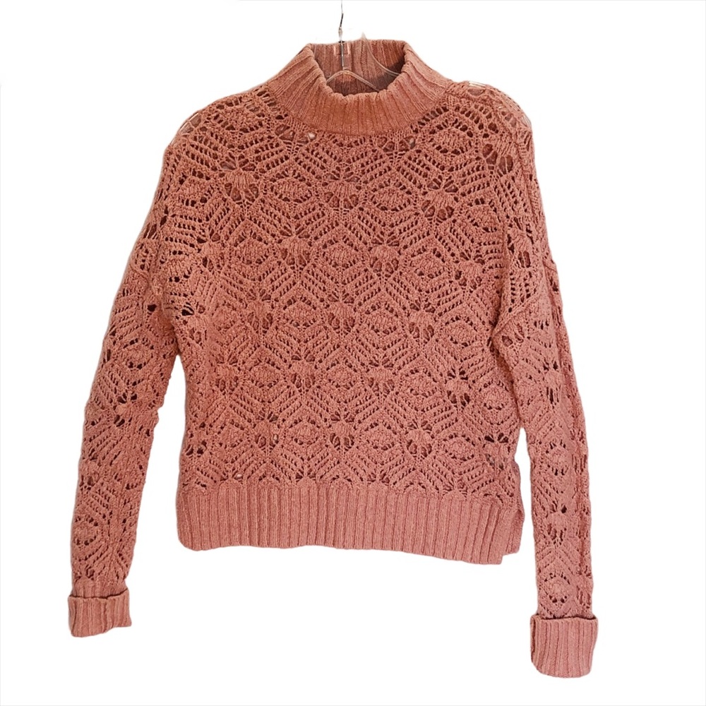 American Eagle Outfitters open weave mauve rose quartz sweater size XS